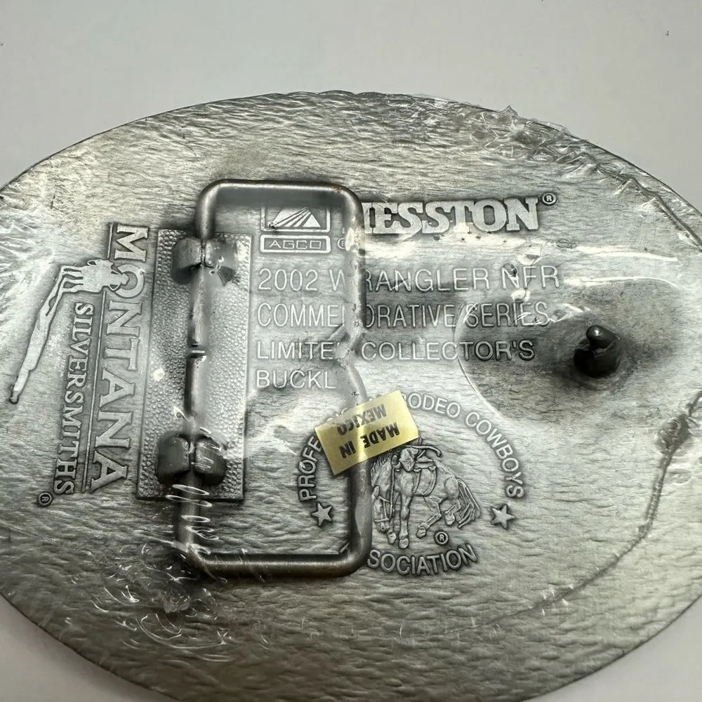 Vintage 2002 Hesston Wrangler NFR Belt Buckle Montana Silversmiths NOS